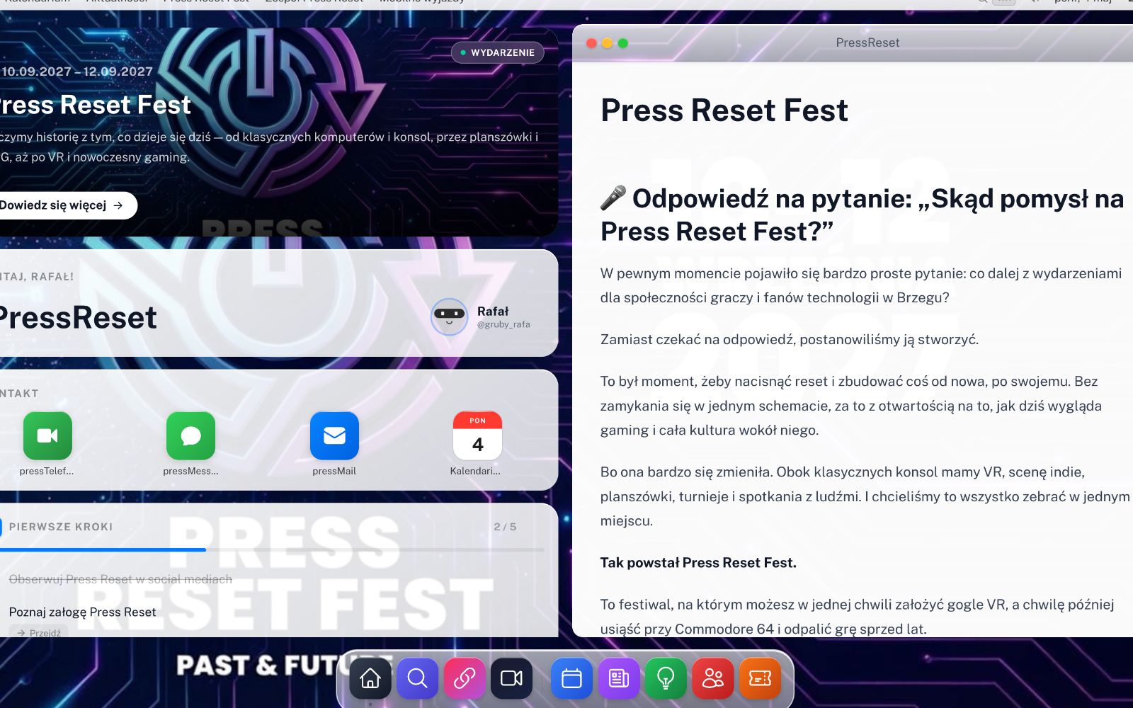 Podgląd: Strona festiwalu Press Reset