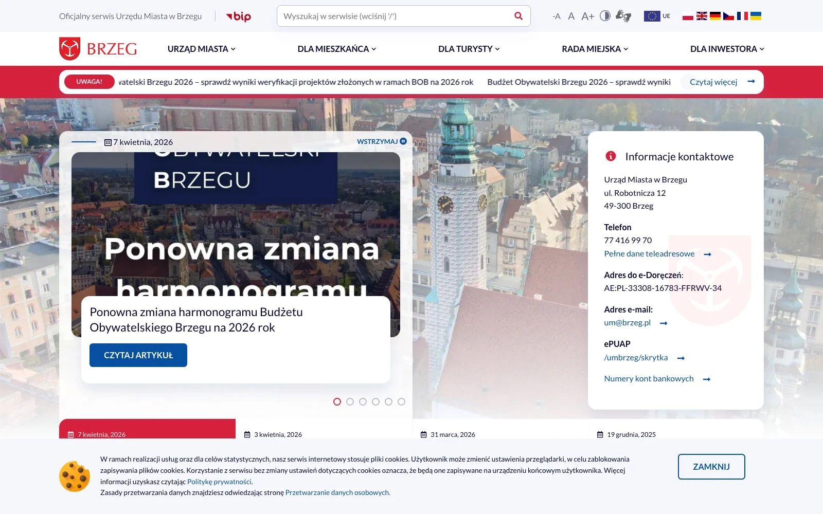 Podgląd: Strona Urzędu Miasta Brzeg